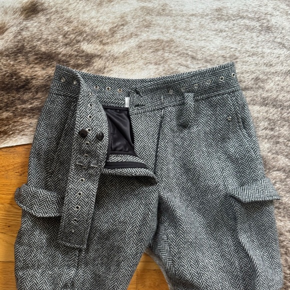 MONSE Fall 2017 Runway Wool Herringbone Lace-up Pants in Charcoal White Size 4 - Picture 6 of 15